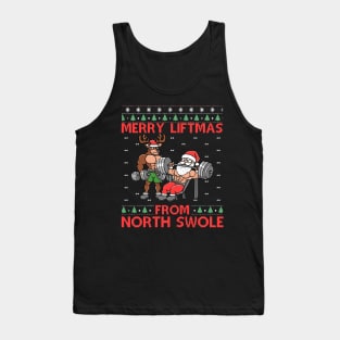 Merry Liftmas From North Swole Muscle Santa Weightlifting Tank Top